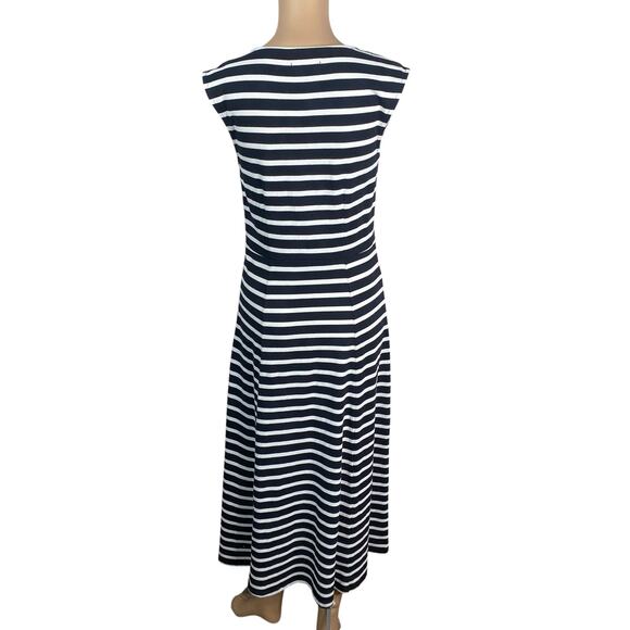 J.Crew Black White Striped Cotton Knit Cap Sleeve Midi Dress SZ XS - Picture 7 of 9